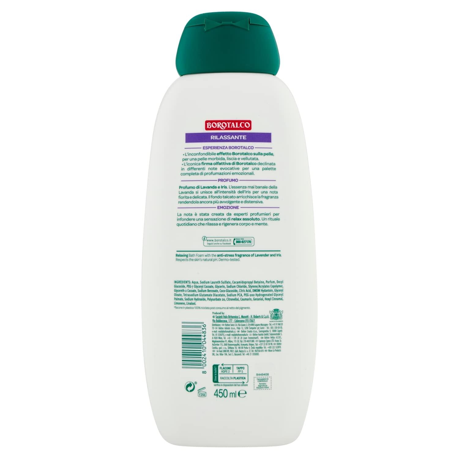 Borotalco Borotalco Relaxing Body Wash with the Scent of Lavender and Iris 450 ml, 15.2 Fl Oz - made in Italy [italian import]