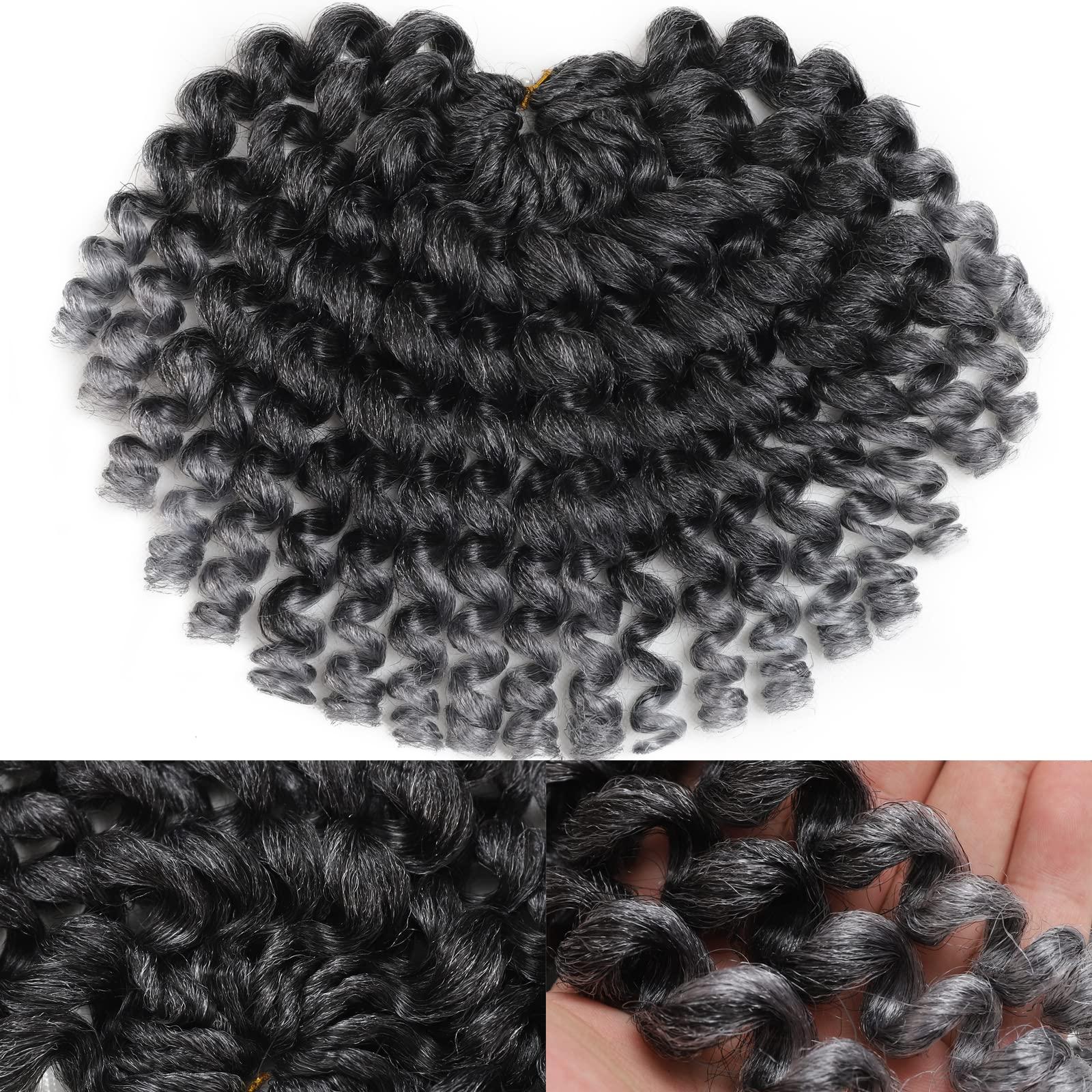 Svolna 3Packs 2X Ringlet Wand Curl 12 Inch Jamaican Bounce Crochet Hair Synthetic Crochet Braids Hair Extensions Crochet Braiding Hair 20 Roots (12Inch (Pack of 3), TGrey)