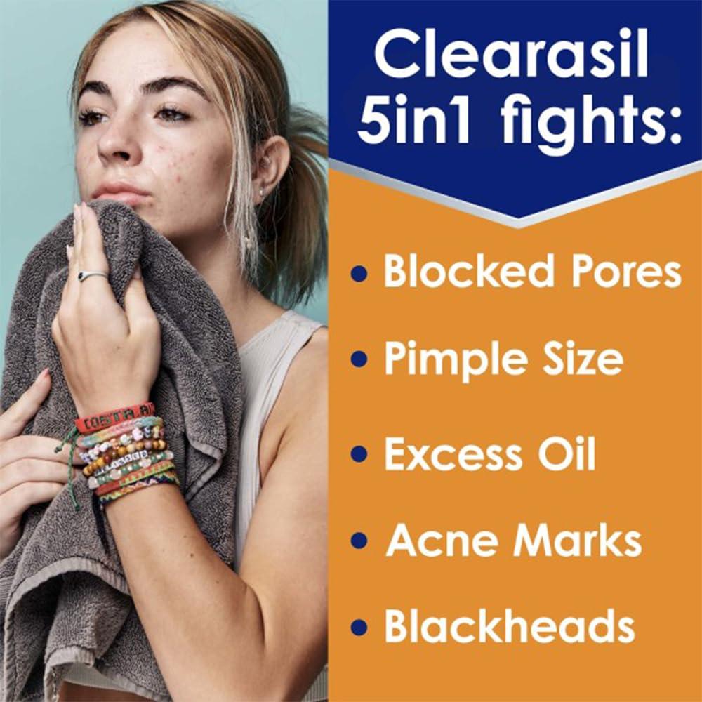 Clearasil Clearasil Ultra 5 in 1 Acne Face Wash Pads, 90 Count (Pack of 2)