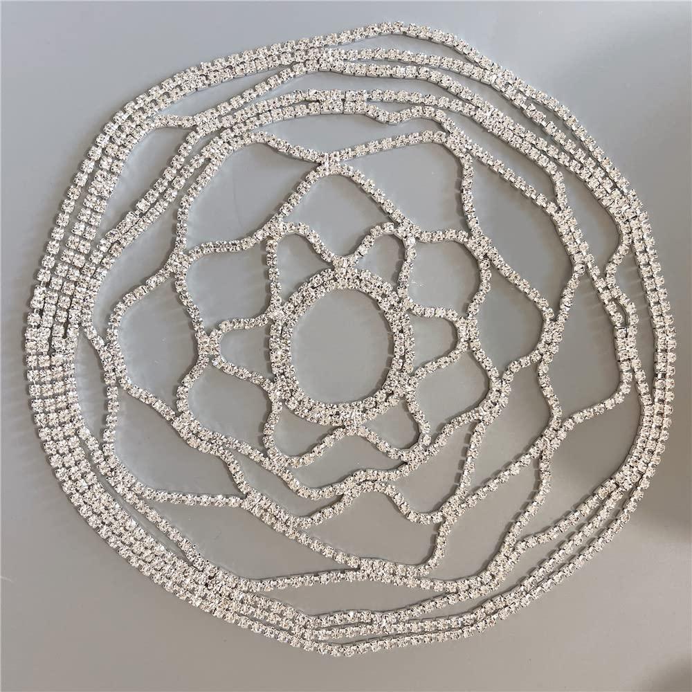 Xerling Xerling Rhinestones Tassel Cap Headpiece 1920s Flapper Head Chain Bridal Hair Accessories Silver Crystal Cleopatra Head Jewelry for Women (Type C Silver)