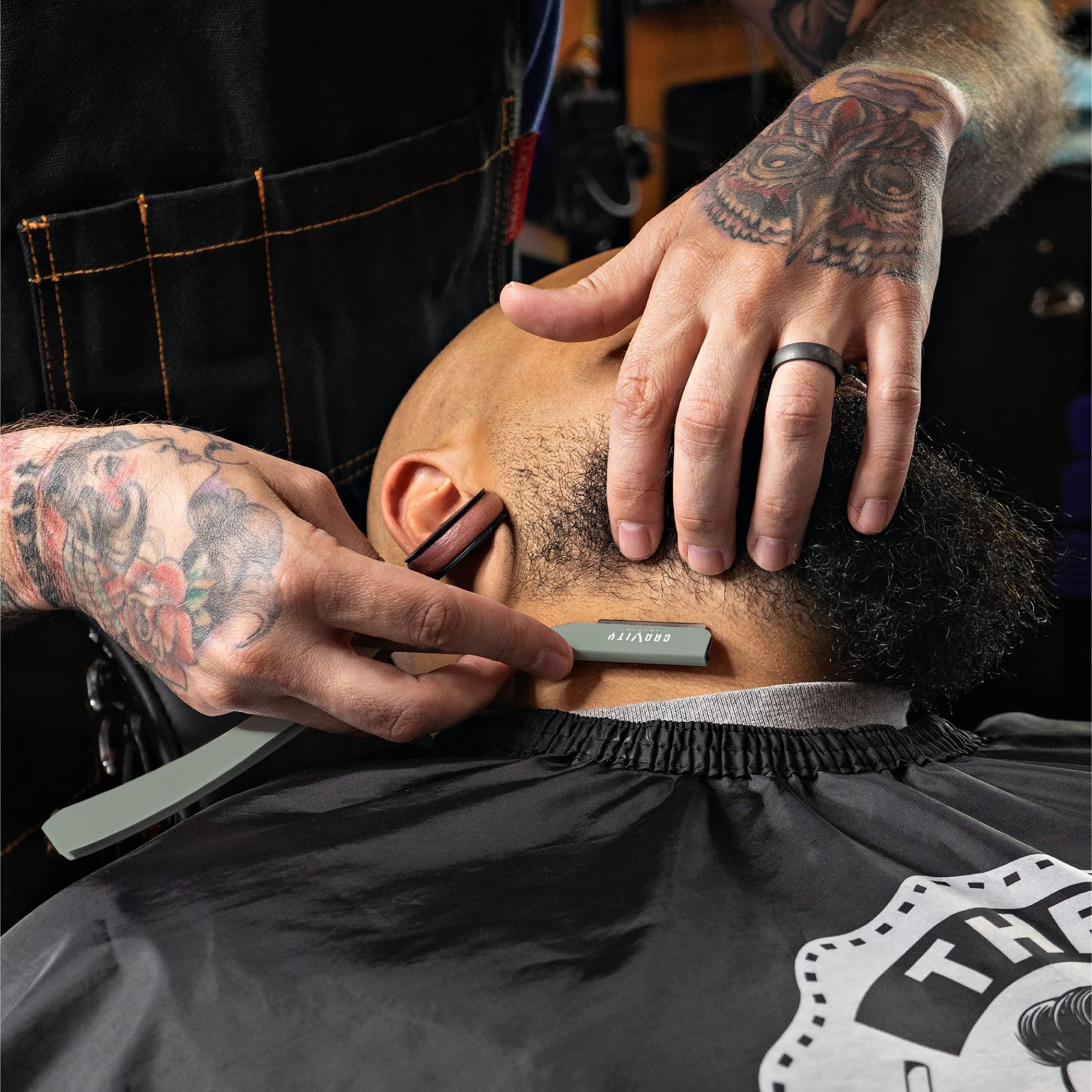 GRAVITY RAZORS Professional Straight Razor Bundle - Stainless Steel Straight Edge Razor with 20 Gravity Premium Blades (Kingsman, Dynasty)