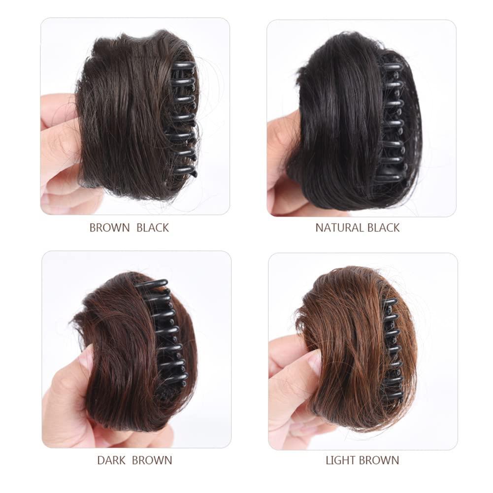 Vsadsau Vsadsau Short Curly Chignon Clip-On Hair Synthetic Elastic Band Hair Bun Donut Roller Bun Claw Clip Hairpiece For Women