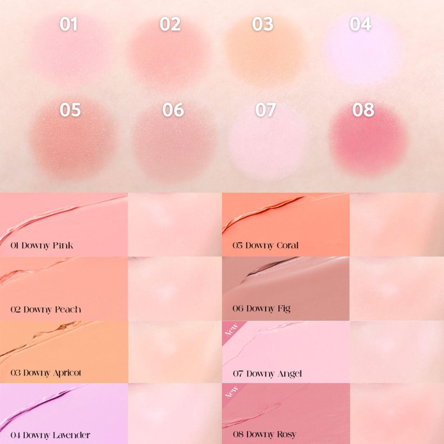 BBI@ BBIA BBIA Ready To Wear Downy Cheek Cream Blush 2P Set (08 DOWNY ROSY + 02 DOWNY PEACH) / Blendable and Lightweight Cheek Makeup, Highly Pigmented with Long Wearing Formula