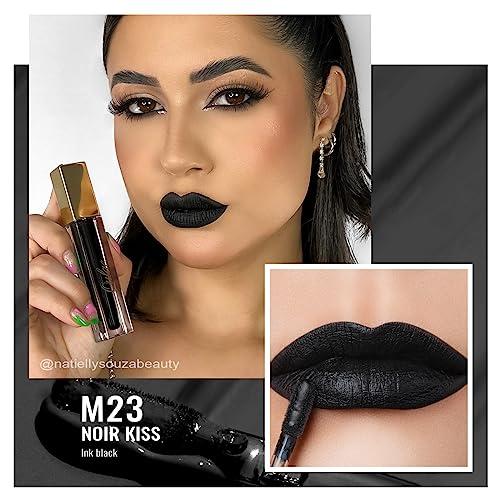 Oulac Oulac Black Lipstick for Women Halloween Makeup Matte Lipsticks, Highly Pigmented Color Lip Stain with Creamy Formula, Long Lasting, Waterproof, Vitamin E, Vegan, Cruelty-Free, M23