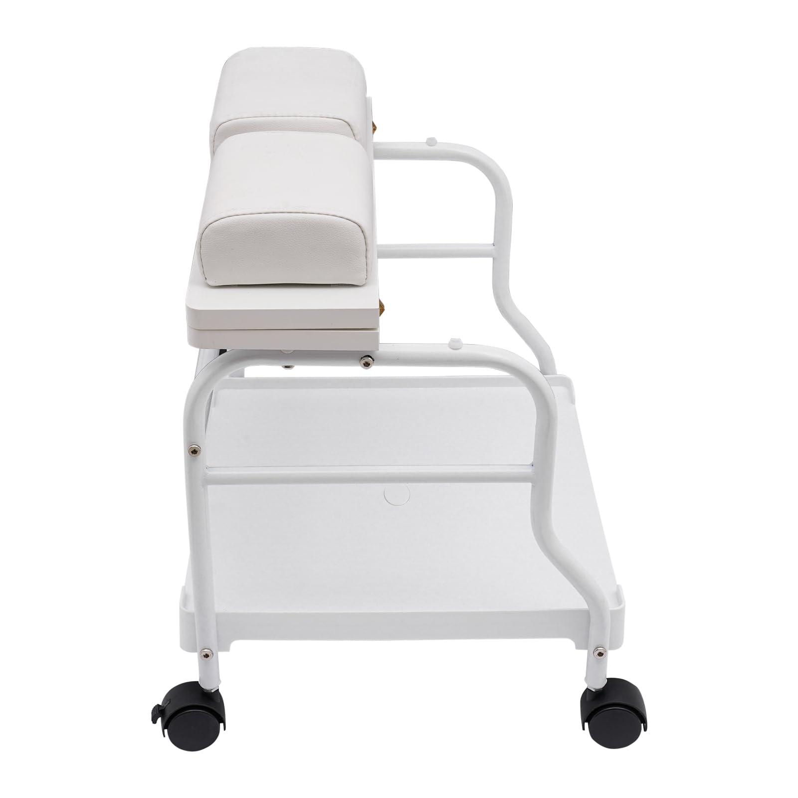 DHBREK DHBREK Pedicure Foot Spa Bath Trolley Cart Portable Esthetician Trolley Cart Beauty Salon Nail Or Foot Bath for Spa Foot Rest Pedicure Massage Manicure Funiture Table 2 Cushion Salon Supplies (White)