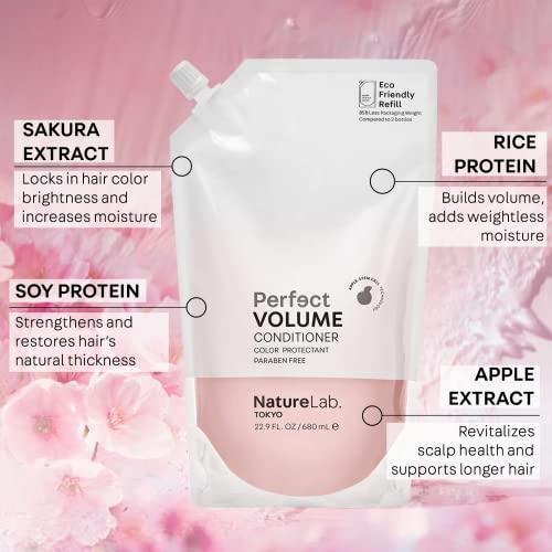 NatureLab. TOKYO NatureLab. TOKYO Perfect Volume Conditioner: Eco-Friendly Refill Pouch: Lightweight Hair Conditioner, Build Lift, and Body to Flat, Fine, or Limp Hair I 22.9 FL OZ / 680ml