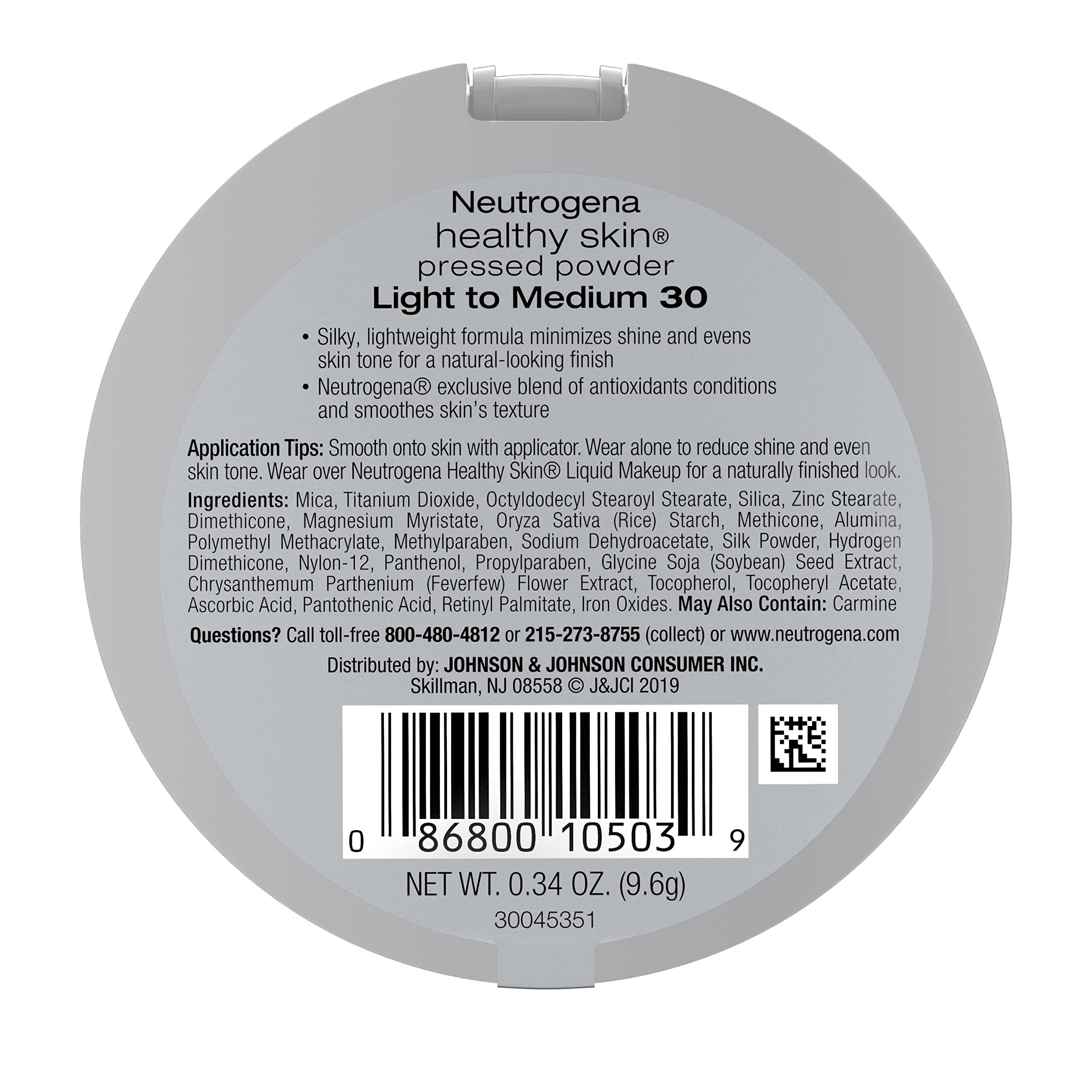 Neutrogena Neutrogena Healthy Skin Pressed Makeup Powder Compact with Antioxidants & Pro Vitamin B5, Evens Skin Tone, Minimizes Shine & Conditions Skin, Light to Medium 30.34 oz (Pack of 2)