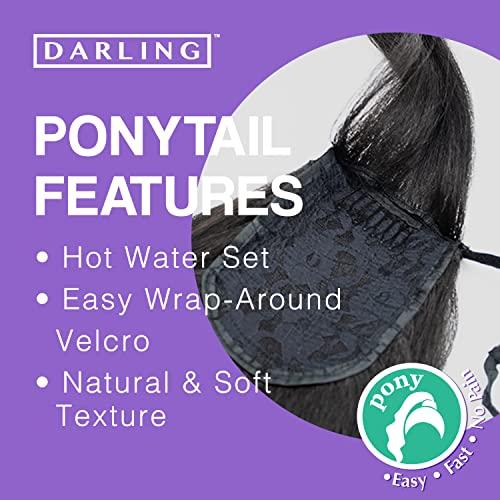 Darling Darling Kinky Straight Ponytail Hair Extension (1 Pack), Natural Black & Soft Texture, Drawstring Wrap Around Clip in Yaki, 1X per Pack, 26 Inch, 1B