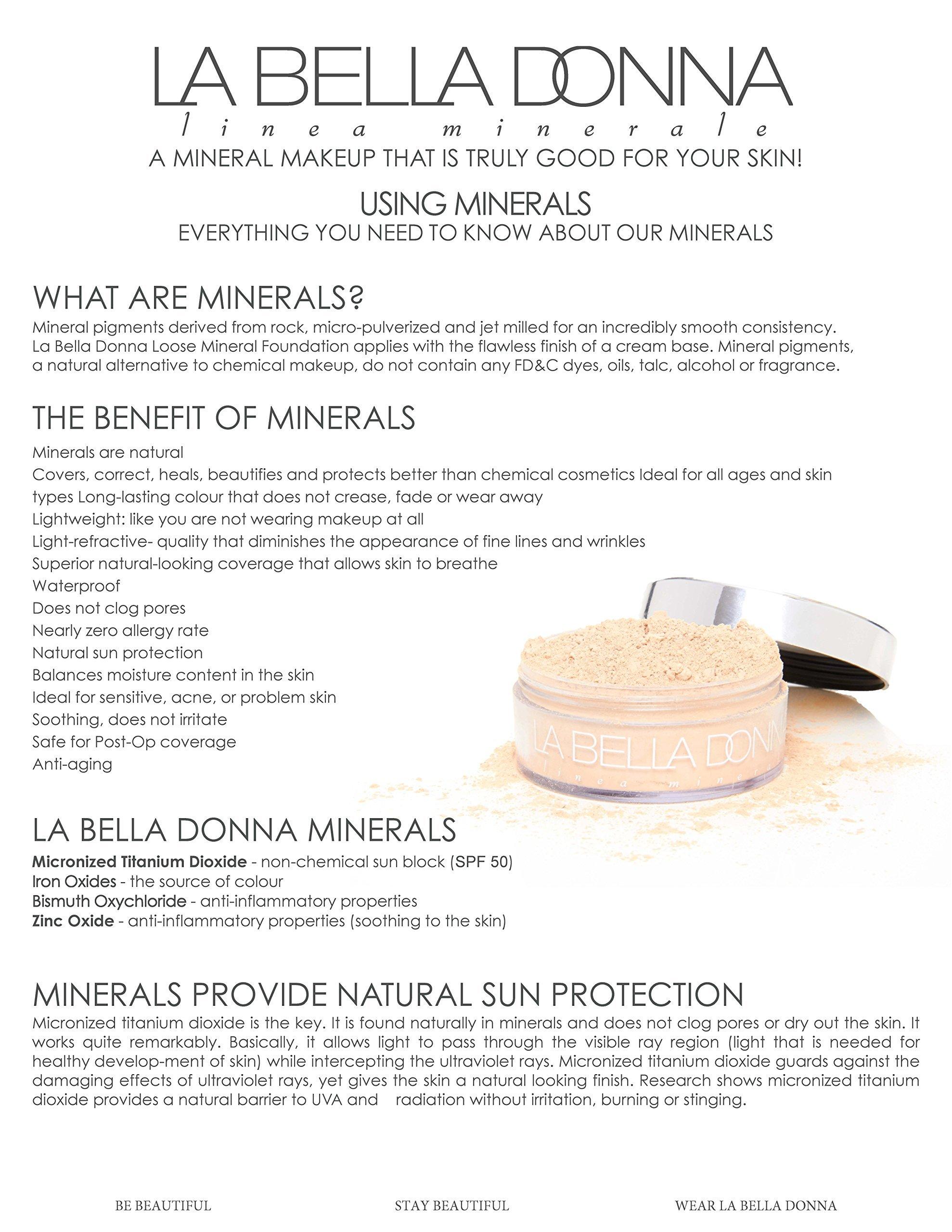 La Bella Donna La Bella Donna Loose Mineral Foundation, Non-Chemical SPF50, Only 4 Ingredients, Reef-Safe, Non-Nano, Natural Mineral Makeup with Sun Protection | 10g | Honey
