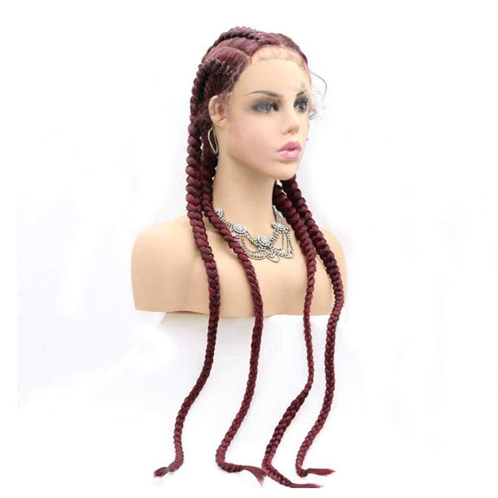 melody wig Melody Wig 99J# Wine Red 4x Twist Braids Wigs With Baby Hair Synthetic Lace Front braiding Wigs For Women Hand Twisted Wig Hand Made Braid Wig …