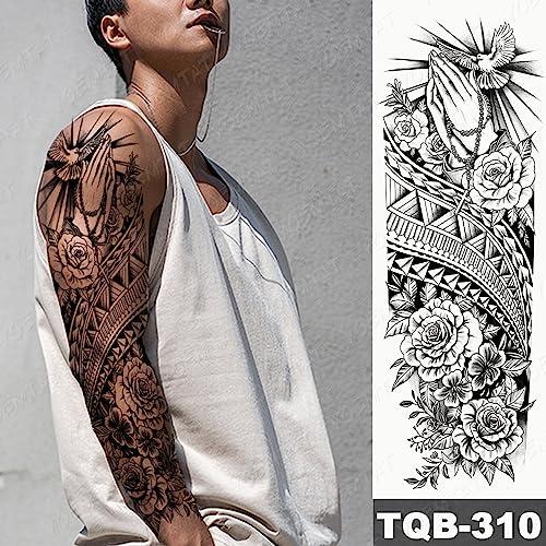 Generic Large Arm Sleeve Tattoo Black Maori Waterproof Temporary Tatoo Sticker Robot Turtle Soldier Men Full Mechanical Tatto