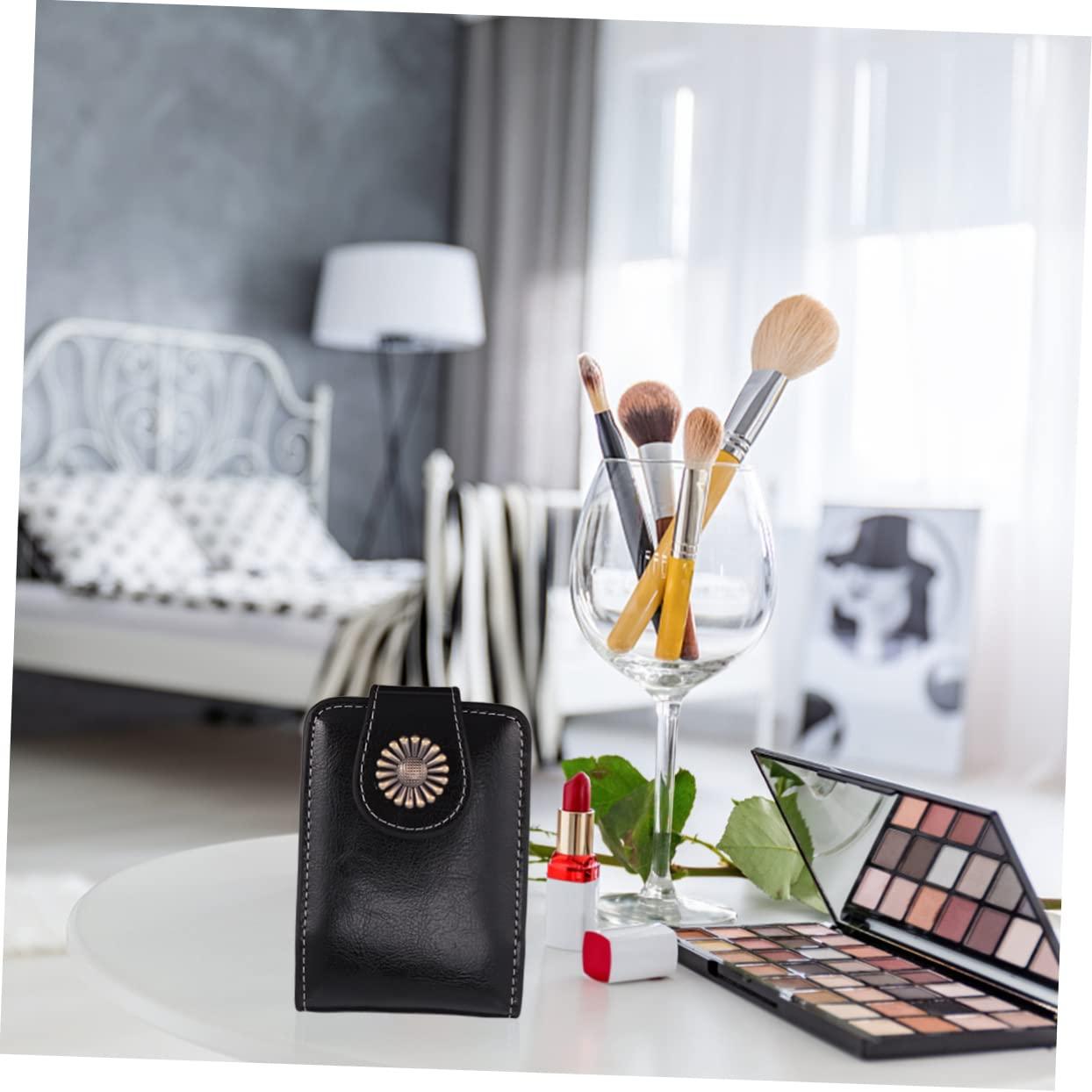 SOESFOUFU SOESFOUFU Leather Makeup Case Mirror Portable Travel Lipstick Pounch Holder for Women