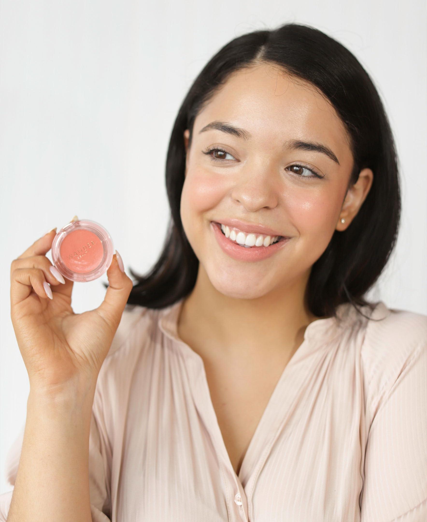 Wander Beauty Wander Beauty Double Date Lip & Cheek - Suite Talker/Swipe - 4-in-1 Cream Blush & Tint - Blush, Moisturizer, Balm & Eye Gloss - Multitasking Eye, Cheek & Makeup with Green Tea - 0.07 oz