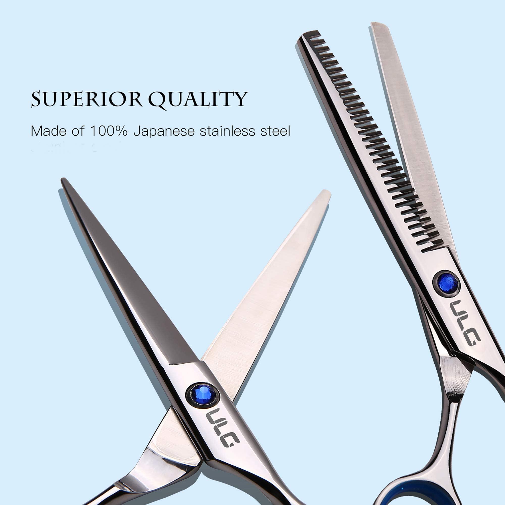 ULG Hair Cutting Scissors Thinning Shears Kit ULG Professional Barber Hairdressing Texturizing Salon Razor Edge Scissor Japanese Stainless Steel 6.5 inch