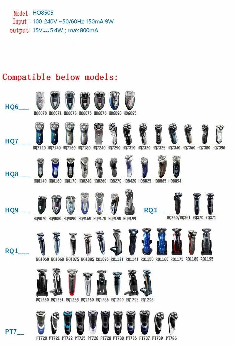 USonline911 15V Power Razor Charger Cord Adapter For Philips Norelco Shaver HQ8505 US Plug For Norelco 9000 7000 5000 3000 Series Electric Shaver Razor, Aquatec, Arcitec, Multigroom Beard Trimmer Adapter