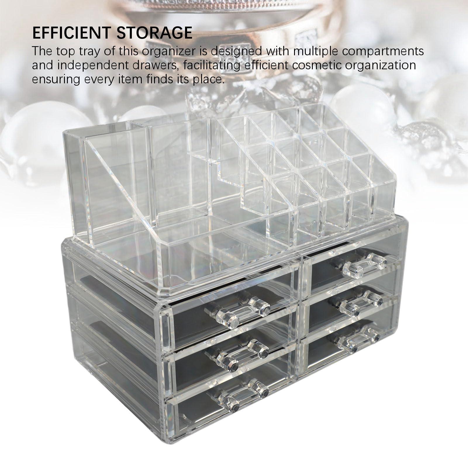 Pyhodi Pyhodi Clear Makeup Organizer, Stackable Cosmetic Display Case with 6 Drawers, 1 Tray, Cosmetic Display Case for Jewelry, Hair Accessories, Skincare Product Organizing, Pyhodikpq4om8wfa