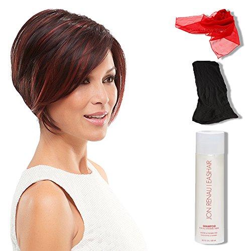 Jon Renau Maxwigs Ignite Wig Color 30A27S4 - Jon Renau Wigs Heat Resistant Women's Short Angled Cut Sleek Bob Lace Front SmartLace Natural Hairline Bundle with MaxWigs Hairloss Booklet