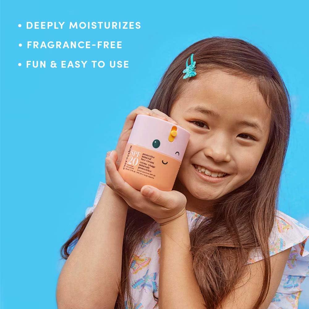 Evereden Kids Happy Morning DUO: Clean & Vegan Skin Care for Kids Bundle | Kids Skin Care Cloud Face Wash + SPF 20 Mineral Face Cream | Non-Toxic | Non-Comedogenic | Fun | Easy-to-Use Skincare for Kids