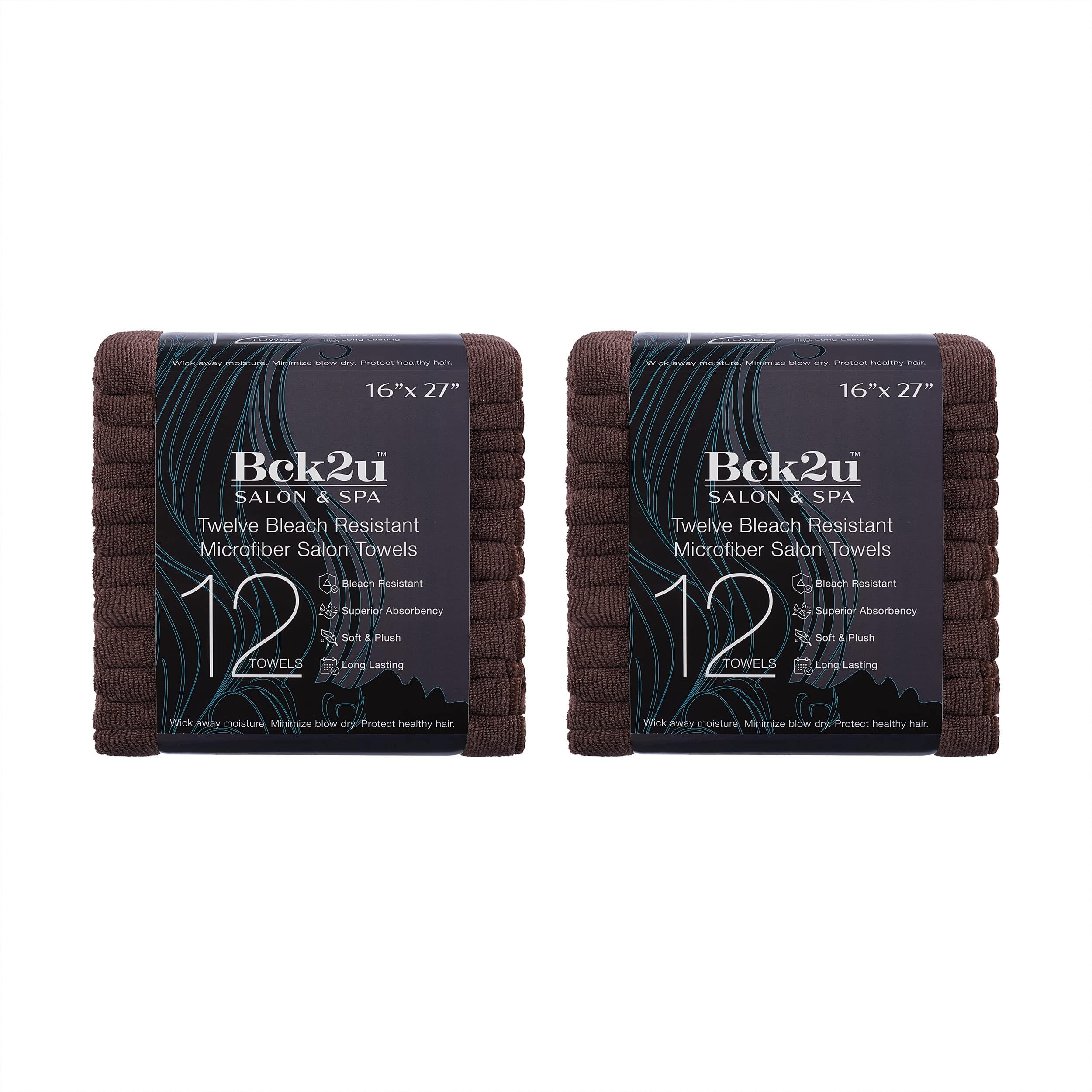 Arkwright LLC Arkwright Bleach Proof Salon Towels Bulk - (Pack of 24) Ultra Soft, Gentle Microfiber, Highly Absorbent & Quick Dry Spa Facial Towel for Hair Stylist, Nail Shop, and Esthetician, 16 x 27 in, Brown