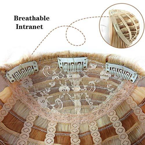 Drasawee Drasawee 3/4 Half Wig Human Hair Extensions Beauty Natural Wavy Real Human Hair Clip in Hair Extension for Women Long Thick Wig 16 Inch 160g 613# Bleach Blonde