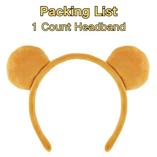 DaliDali DaliDali Yellow Bear Ears Headband Adult, Bear Costume for Halloween Festival Cosplay Party, Bear Headband Hairband for Makeup Face Washing, Bear Ear Headband (1 Count,Yellow)