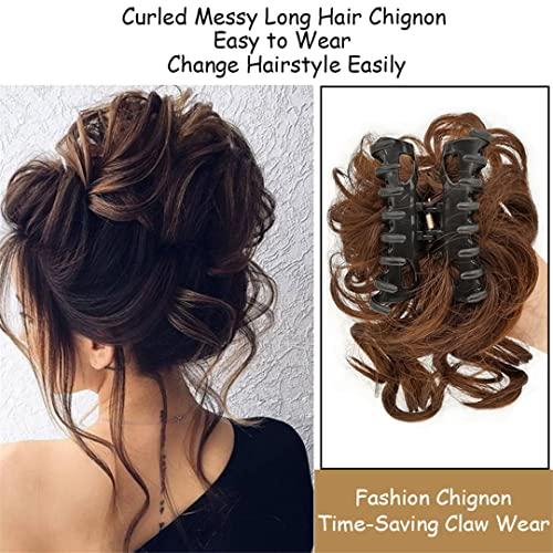 Generic Synthetic Messy Curly Chignons Short Hair Extension hair bun Donut Roller Bun Wig Claw Clip In Hairpiece For Women Gray