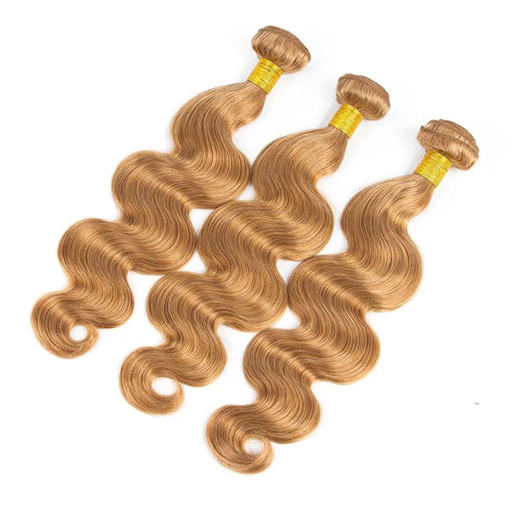 Raivide Color #27 Bundles Honey Blonde Body Wave Human Hair Bundles 26 26 26 Inch Peruvian Color #27 Body Wave Bundles Human Hair Honey Blonde Bundles Hair Extensions