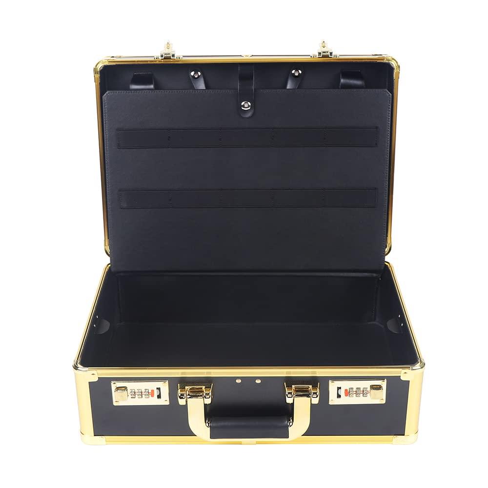 Fetcoi Fetcoi Barber Case Barber Carrying Case, Portable Hairdressing Tool Storage Barber Suitcase Barber Tool Box with Lock for Scissors Clippers Barber Supplies (Gold)
