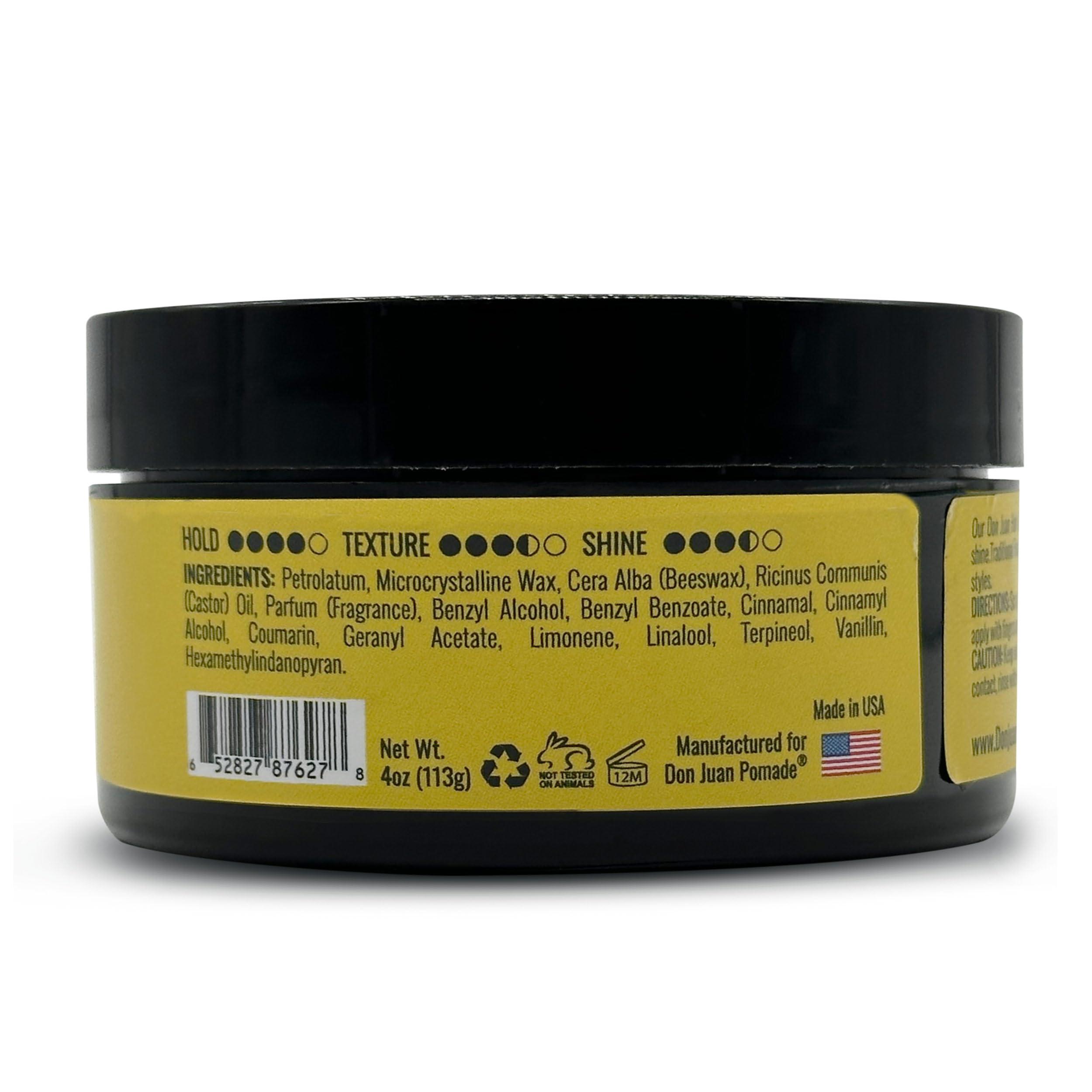 Don Juan Don Juan Hair Grease Pomade 4 Ounce Jar | Heavy Hold | High Shine | Wax Based | Floral Barbershop Scent