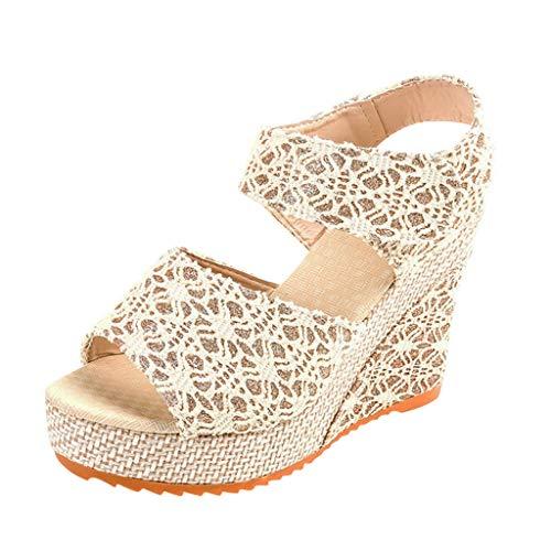 Generic Women\'s Ladies Platform Wedges Heel Sandals Floral Flower Lace-up Shoes Footwear Sandals Shoes Women Nine