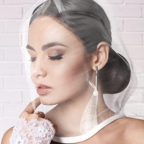 Loopeer 6 Pcs Makeup Protector Hood Washable Light Airy Nylon Chiffon Makeup Hood Zipper Closure Reusable Make up Face Cover for Women Girls Beauty Weddings (White)