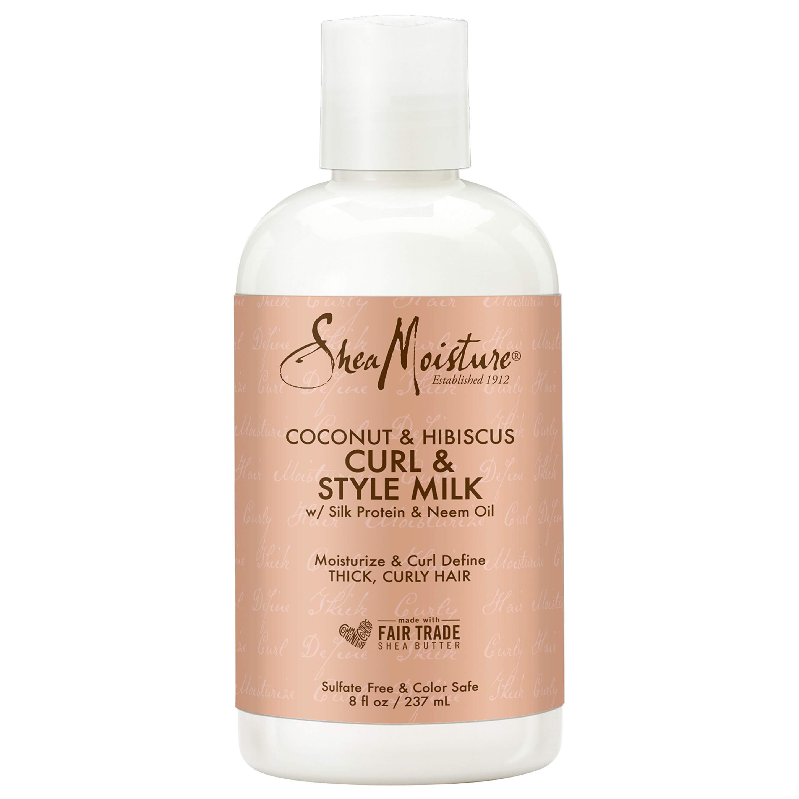 SheaMoisture SheaMoisture Coconut and Hibiscus Conditioner for Dry Curly Hair Coconut and Hibiscus Sulfate Free Conditioner, 24 Fl Oz & Fair Trade Sulfate Free Coconut Hibiscus Curl & Style Milk