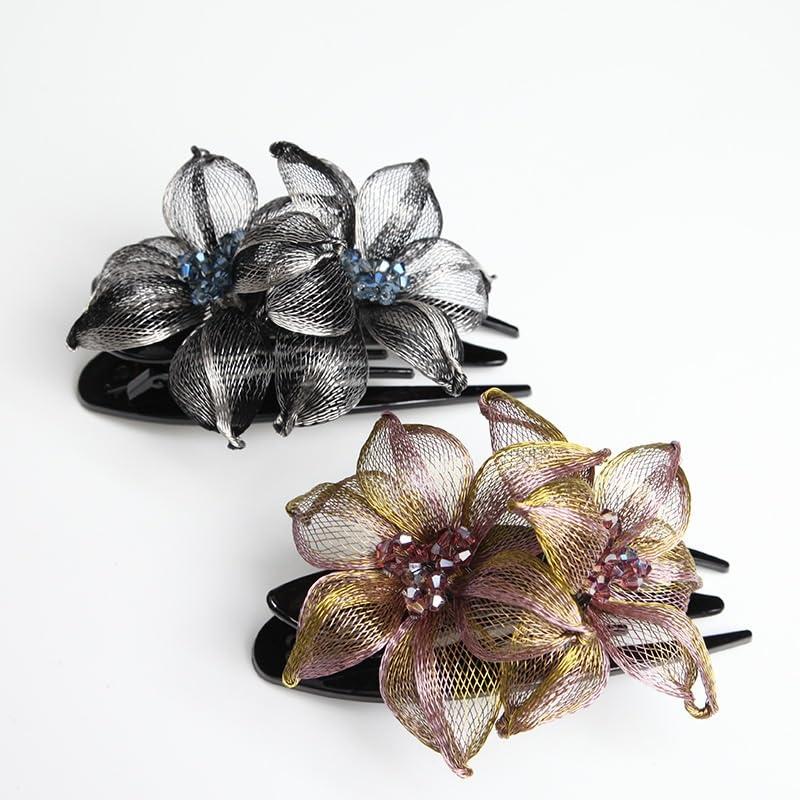 HUFFA Hair Clip Copper Hair Accessories Rhinestone Hair Clip Back Of Head Women\'s Hair Clip(PeacockBlue)