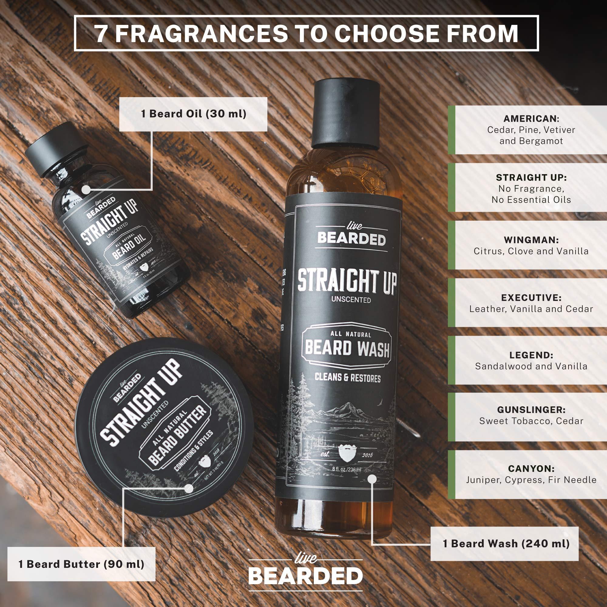 Live Bearded Live Bearded 3-Step Beard Grooming Kit - Wash, Oil and Butter - Made in the USA - All-Natural Ingredients with Shea, Jojoba - Growth Support | Canyon Scent - Juniper, Cypress, Fir Needle