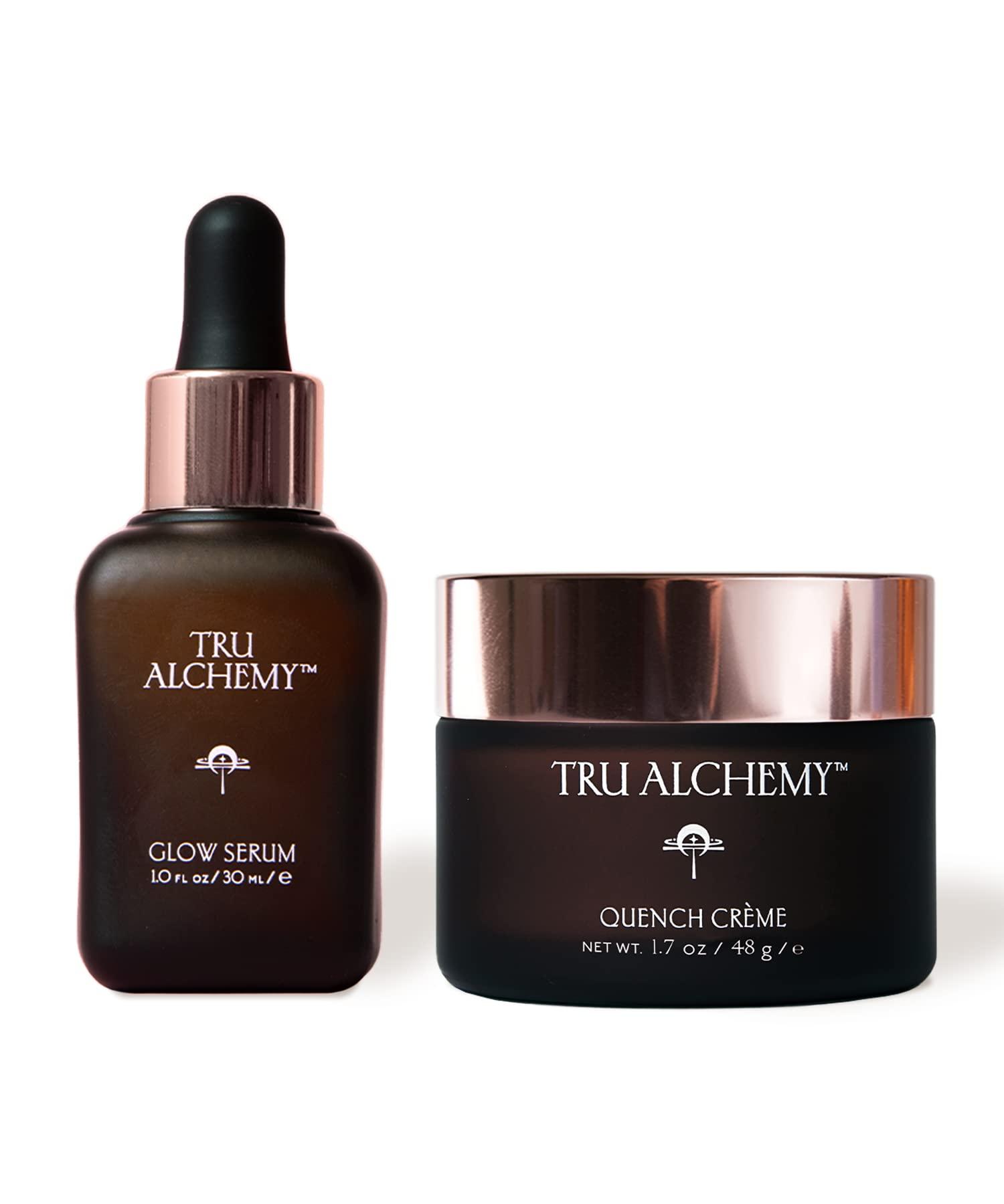 Tru Alchemy Tru Alchemy Glow Serum + Quench Crme | Resurfacing Radiance Facial Serum with Bakuchiol, Glycolic & Lactic Acid + Skin-Renewing Total Immersion Face Cream | 1 fl oz30ml // 1.7 fl oz/48 g
