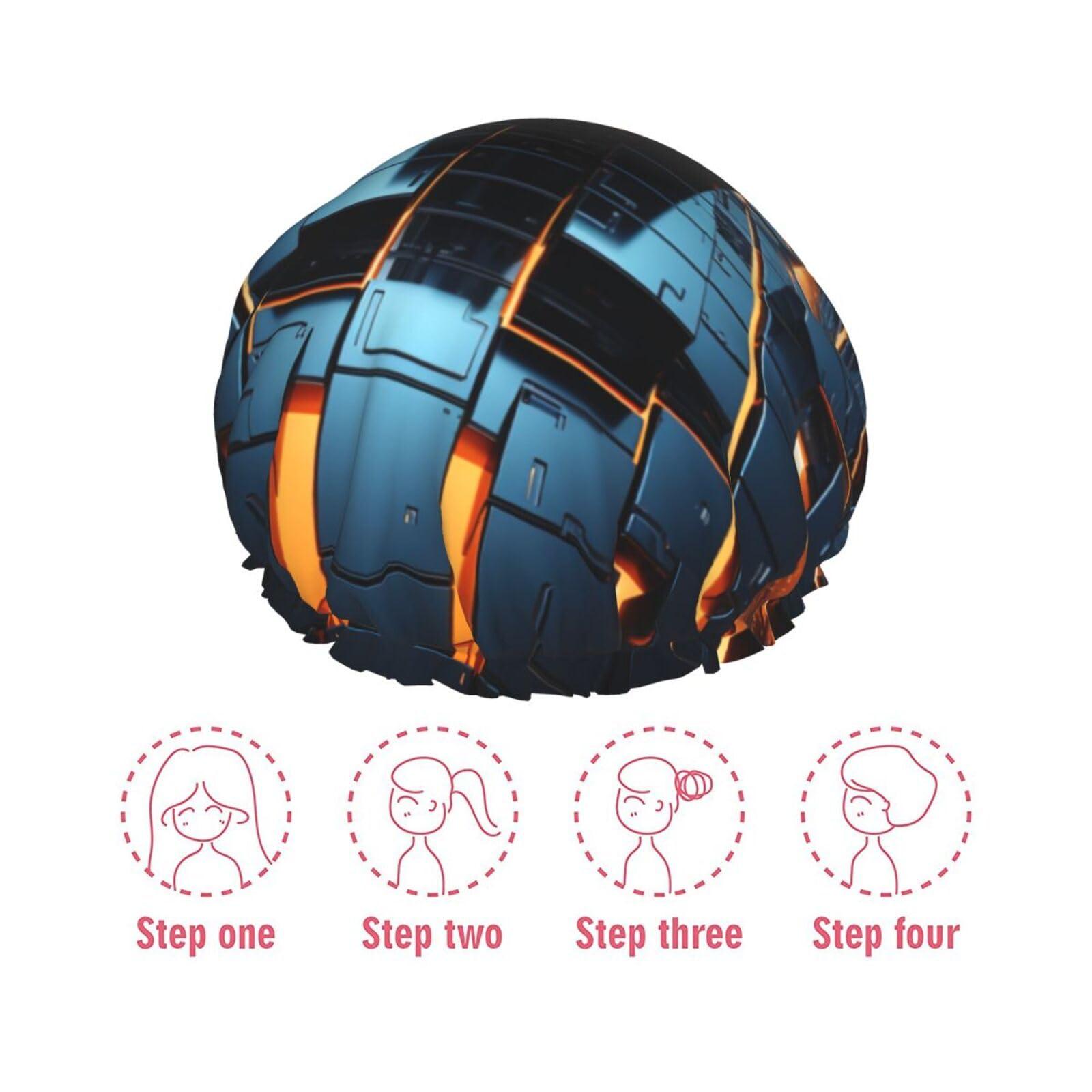 BREAUX cool wallpapers print Bath cap Large bath cap Fit for all lengths of hair Protects hair bath cap Reusable