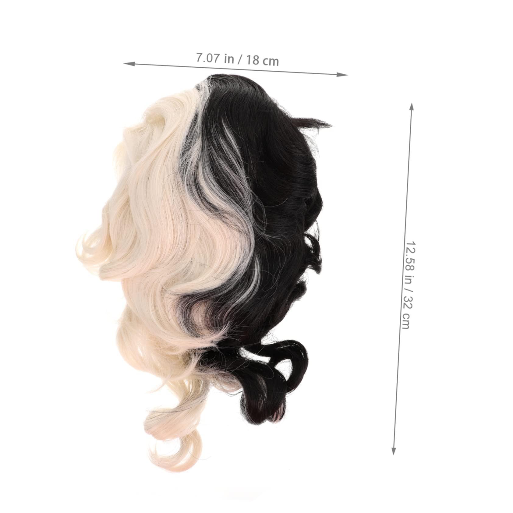 Gogogmee Gogogmee Black and White Wig Curly Wigs with Bangs Long Curly Wig Bangs Wig Long Wavy Hair Wig Exaggerated Wig Role Play Wig Black Frontal Wig Synthetic Hair Wigs High Temperature Wire