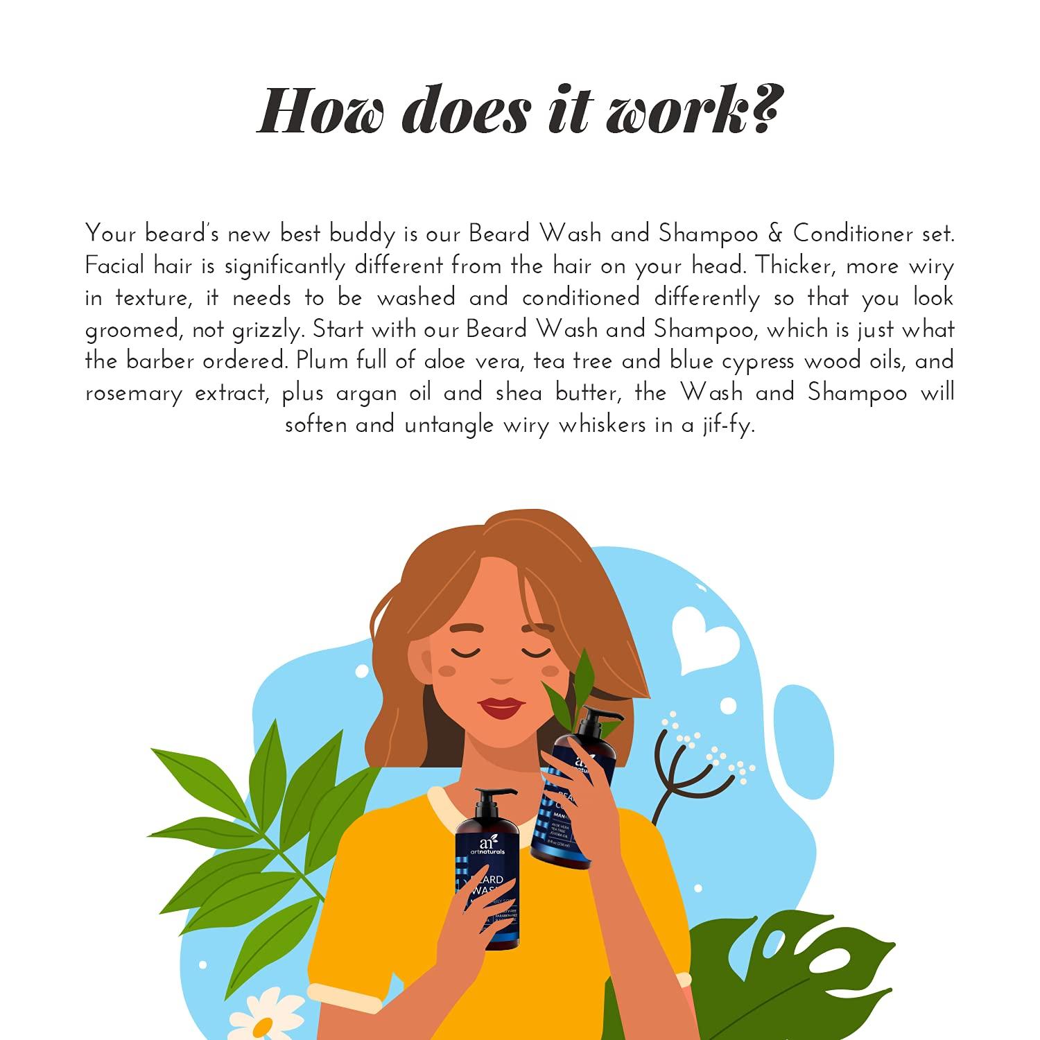 Artnaturals Artnaturals Beard Shampoo and Conditioner Set - Softens, Strengthens and Smooths Mustache and Beard Hair - All Skin and Hair Types