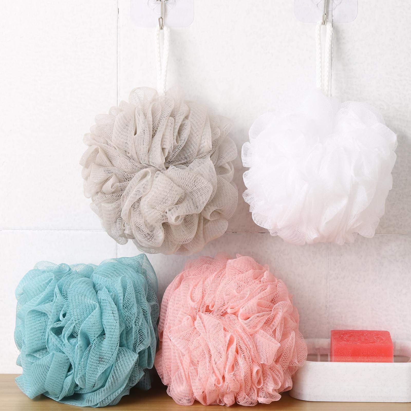 BTYMS BTYMS 4 Pieces Shower Pouf Loofah Sponge 75g Large Bath Loofahs Shower Scrunchies Bath Sponges for Body