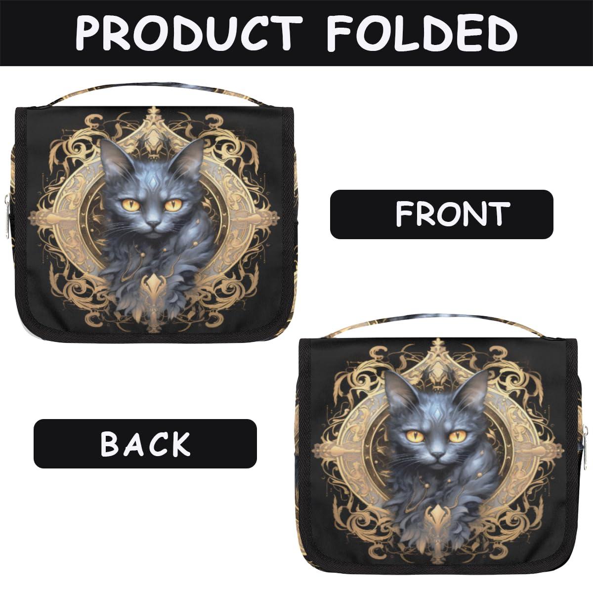 CFERSAN CFERSAN Hanging Toiletry Bag for Women & Men Small Travel Makeup Skincare Necessaire Organizer Kit Cosmetic Bags Waterproof Shower Pouch Expandable Compartments Funny Animal Cat