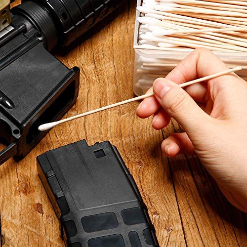 Norme Norme 6 Inch Caliber Cleaning Swabs Round/Pointed Tip with Wooden Handle Cleaning Swabs for Jewelry Ceramics Electronics in Storage Case, 300 Pieces (Pointed and Round Tip)