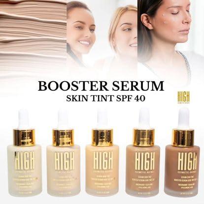 HIGH COSMETIC AGENCY BOOSTER SERUM SKIN TINT SPF 40,Intense Boost Serum Tint,Deep Shield Tint Serum,Luminous Deep Tint Serum With five unique shades - FAIR, LIGHT, MEDIUM, TAN, AND DARK (MEDIUM TO DEEP)