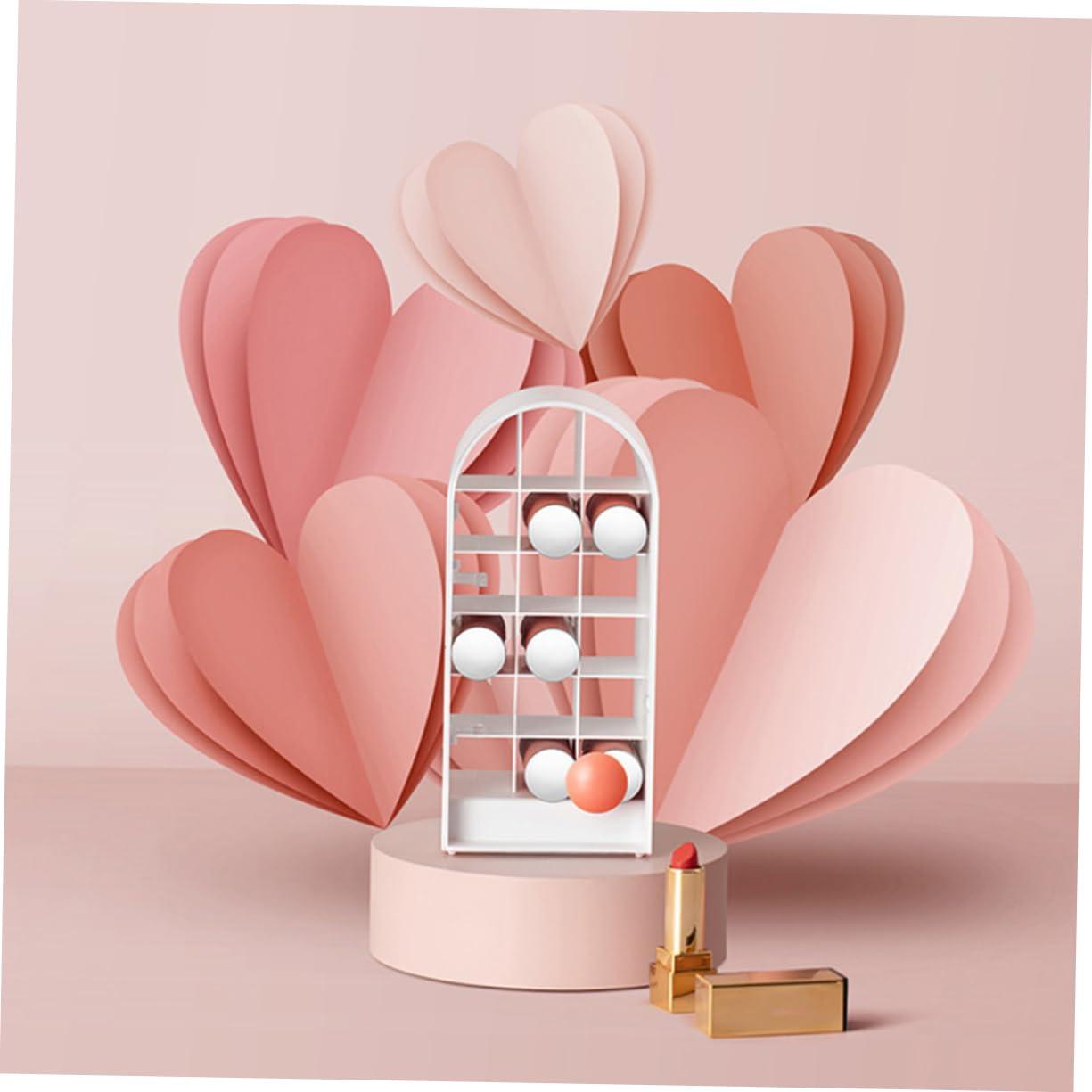 Baluue Baluue 1pc Lipstick Storage Box Lip Gloss Stand Desktop Cosmetic Makeup Display Rack Cosmetic Display Cases Clear Cosmetic Makeup Organizer Lipstick Holders and Organizers White Abs