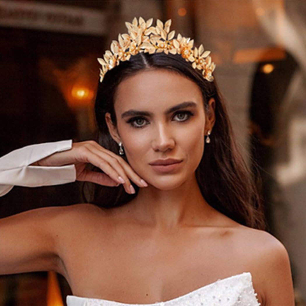 Brishow Brishow Gold Leaf Headband Geek Goddess Headpiece Roman Laurel Wedding Headdress Olive Branch Hair Accessories for Women and Girls