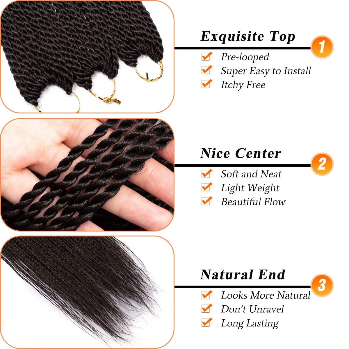 NAYOO NAYOO Senegalese Twist Crochet Hair - 8 Packs 22 Inch Crochet Hair For Black Women, 35 Strands/Pack Small Twist Crochet Braids Hair Hot Water Setting, Pre-Looped Crochet Braiding Hair(22 Inch, 4#)