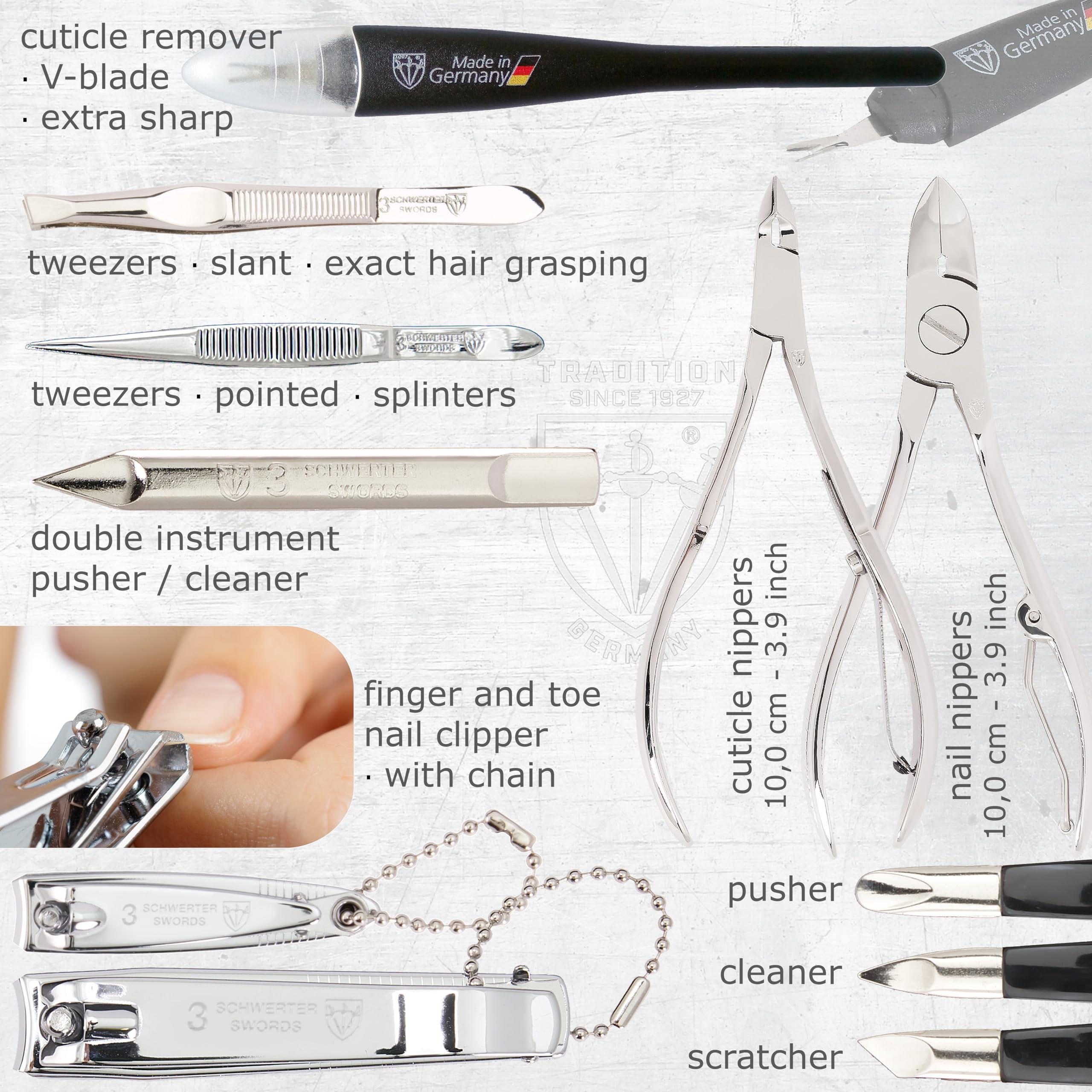 3 Swords Germany 3 Swords Germany - brand quality 16 piece manicure pedicure grooming kit set for professional finger & toe nail care scissors clipper synthetic leather case, Made in Germany