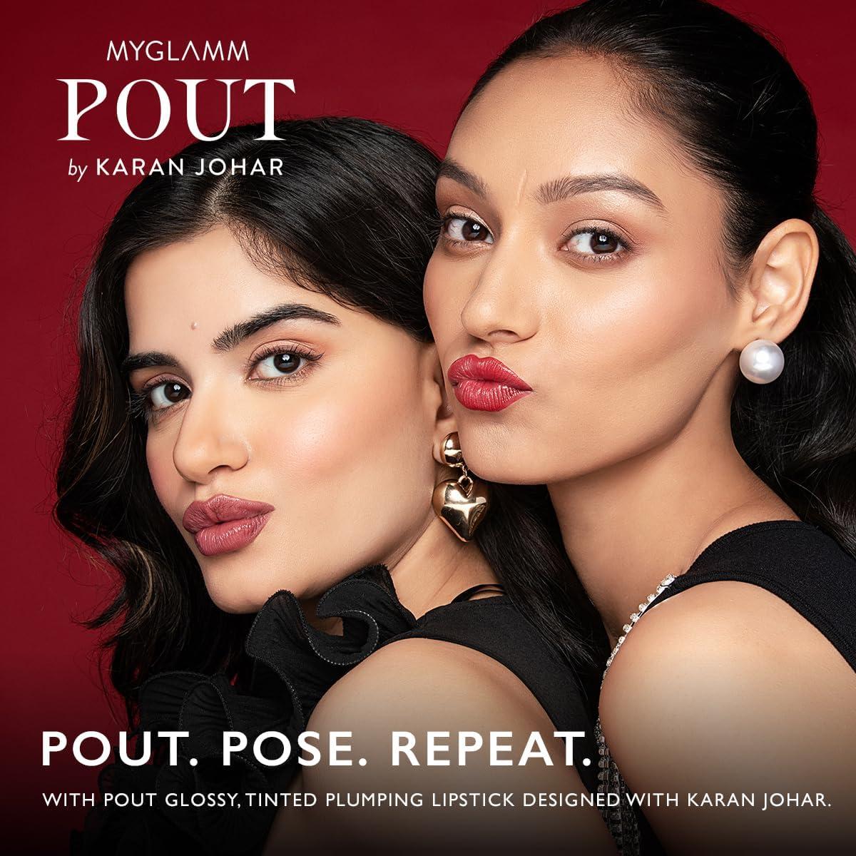 My.Glamm POUT by Karan Johar Tinted Plumping Lipstick | Glossy for Women With Petal Glow Finish | Buildable Colour & Shine | Moisturising Formula | Poutitude (Fuschia Pink Shade) | 3.5g