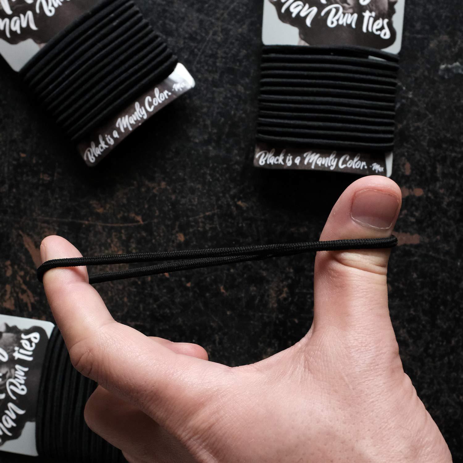 Max's Man Bun Ties No Tangle, No Damage Soft Hair Elastics, Supports 7-8 Pounds of Hair, Metal Free - 12 Pack 4mm Strong Man Bun hair Ties Black Bands