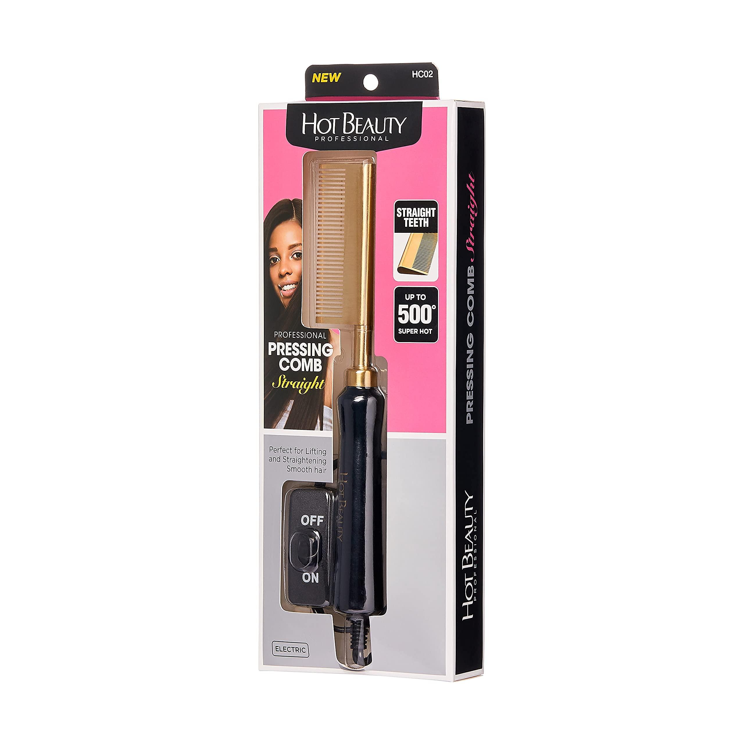 Hot Beauty Hot Beauty Professional Electric Pressing Comb, Hot Comb Hair Straightener (Straight Teeth)