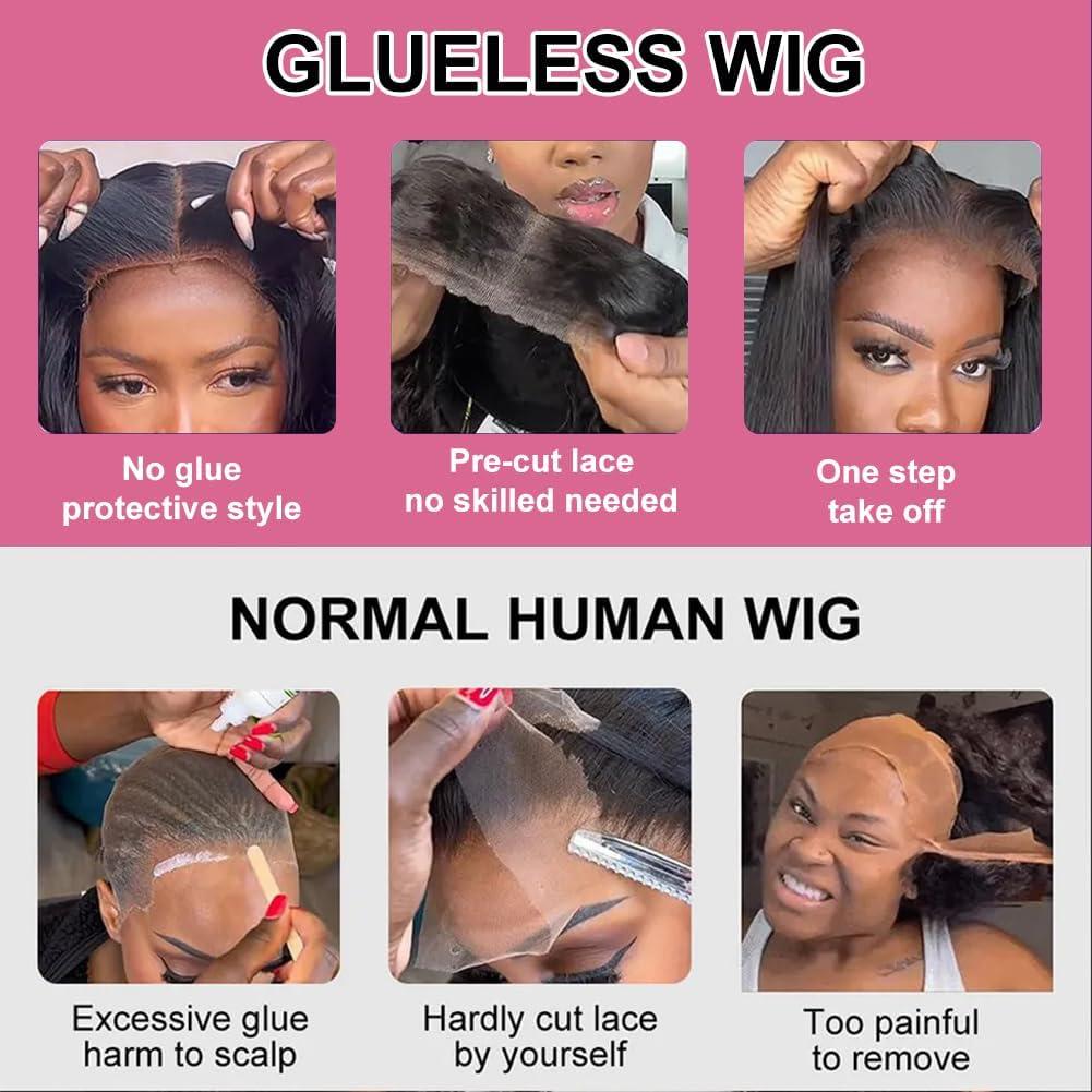 Bestdilin 30 Inch Wear and Go Glueless Wigs Human Hair Pre Plukced Pre Cut 8x5 HD Lace Closure Wigs Human Hair for Women 220% Density Ready to Wear Glueless Body Wave Lace Front Wigs Human Hair No Glue Wigs